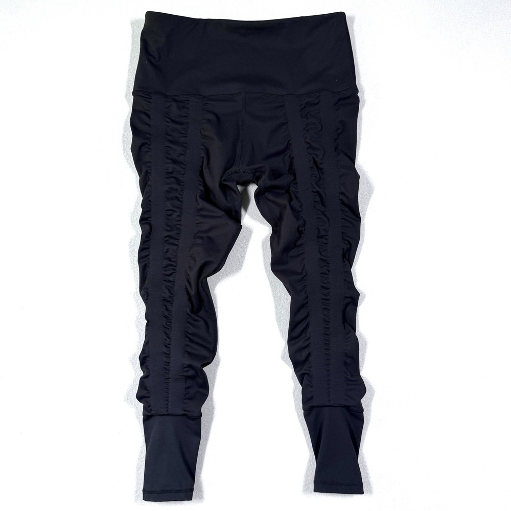 Sweetflexx Resistance Band Leggings Womens 10 Black Ruched Athletic Gym Training